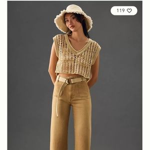 Anthropologie Tan Flare Wide Leg Jeans